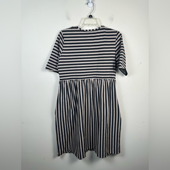 Gudrun Sjoden Black and Tan Striped Casual Dress Short Sleeve Size medium Cotton - Picture 2 of 8